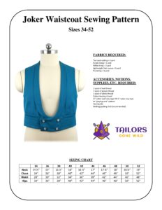 Joker waistcoat sewing pattern - Tailors Gone Wild